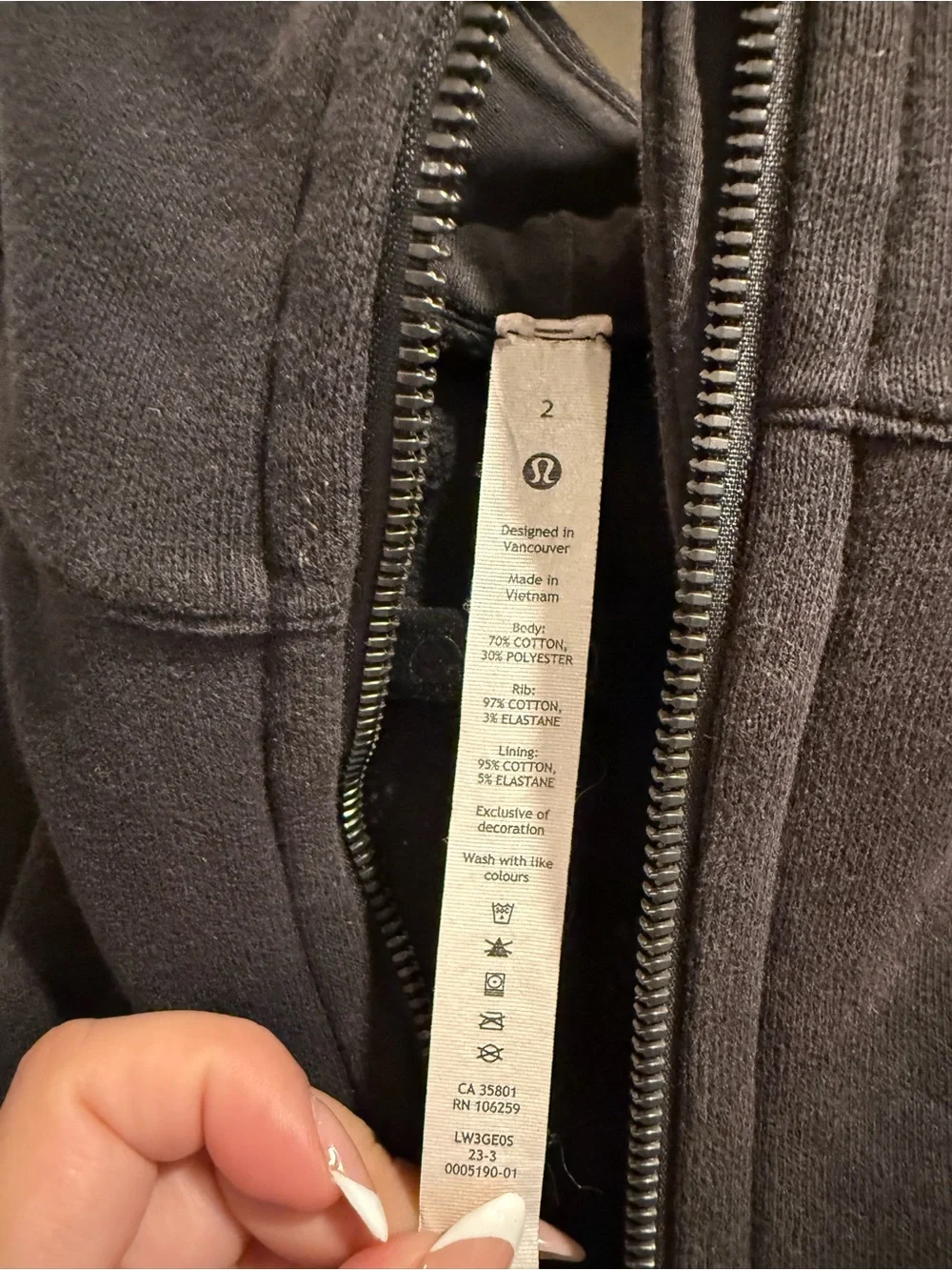 lululemon athletica Cropped Black Hooded Zip Jacket